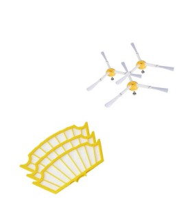 Kit 3 Filtri Ricambio + 3 Spazzole Laterali Roomba